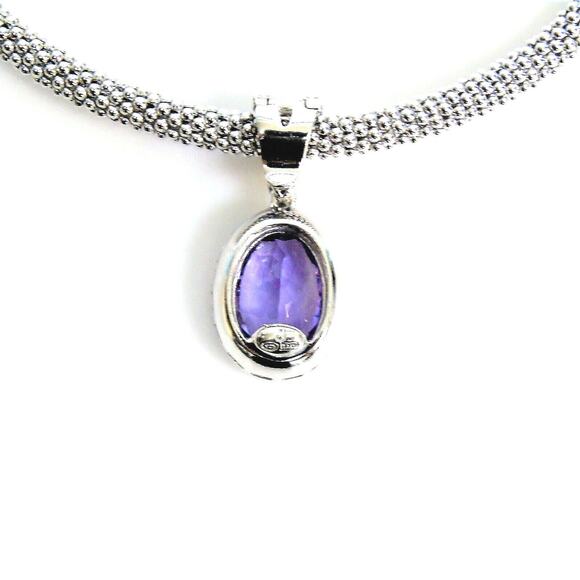 NEW 5.20ct AMETHYST PENDANT 20" NECKLACE Sterling Silver Italian Popcorn Chain - Picture 4 of 10